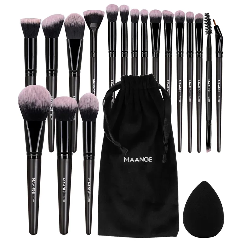 Conjunto de pincéis de maquiagem profissional, 18 peças, com 1 peça, pó, detalhe macio, base, contorno, blush, ferramentas de beleza