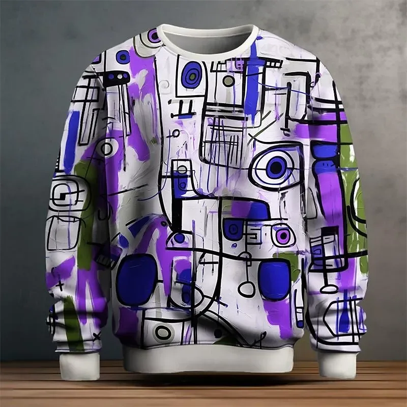 Men's Graphic Sweatshirts For Men Graffiti Pullover Long Sleeve Sweatshirt Crew Neck Fashion Daily Casual Holiday Vacation New — image 5
