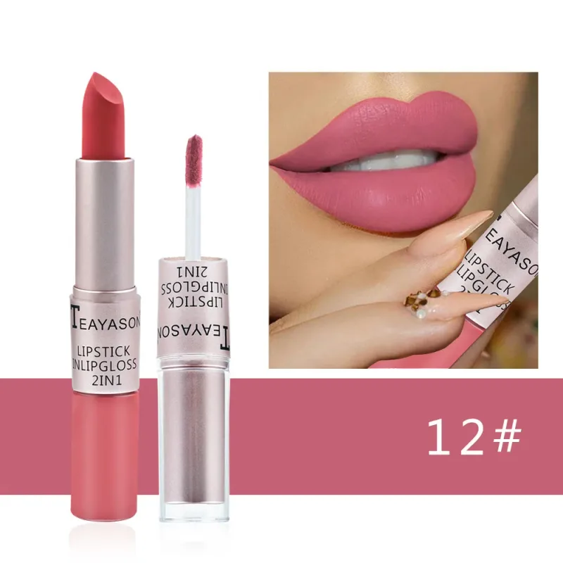 Matte Liquid Lipstick Waterproof Non Transfer Long Wear Pink Lip Gloss Tint Moisturizing Makeup for Women Ladies — image 13