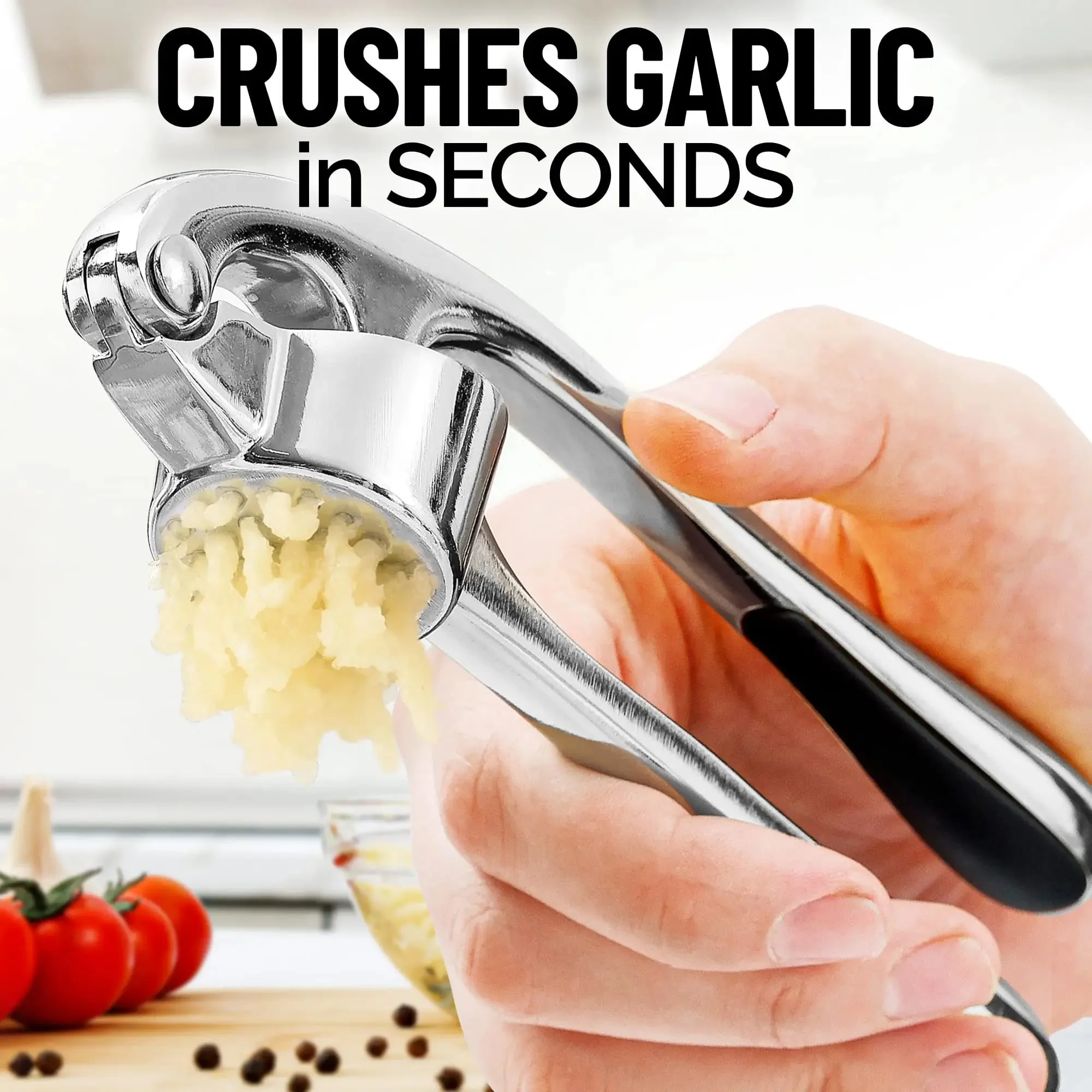 Kitchen Premium Garlic Press Rocker Crusher Dishwasher Safe Professional Garlic Mincer Grinder Tool - Easy-Squeeze Easy-Clean — image 4