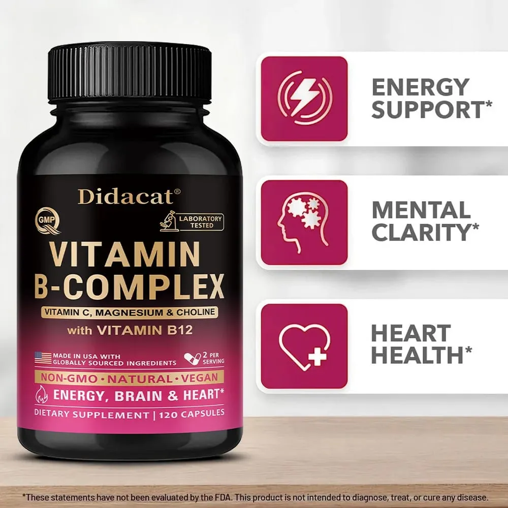 Complexo de vitamina B ativo unissex utilizável, altamente eficaz e facilmente absorvido - energia imunológica e suplemento metabólico