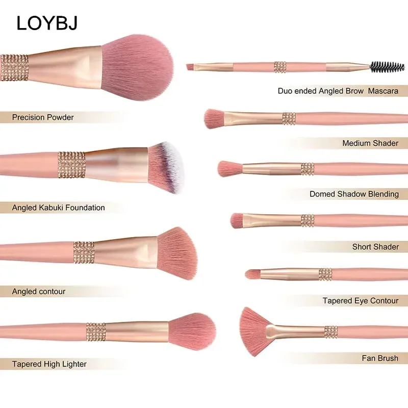 10 pçs pincéis de maquiagem diamante conjunto cosméticos ferramenta mistura pó fundação blush destaque sombra sobrancelha cílios escova