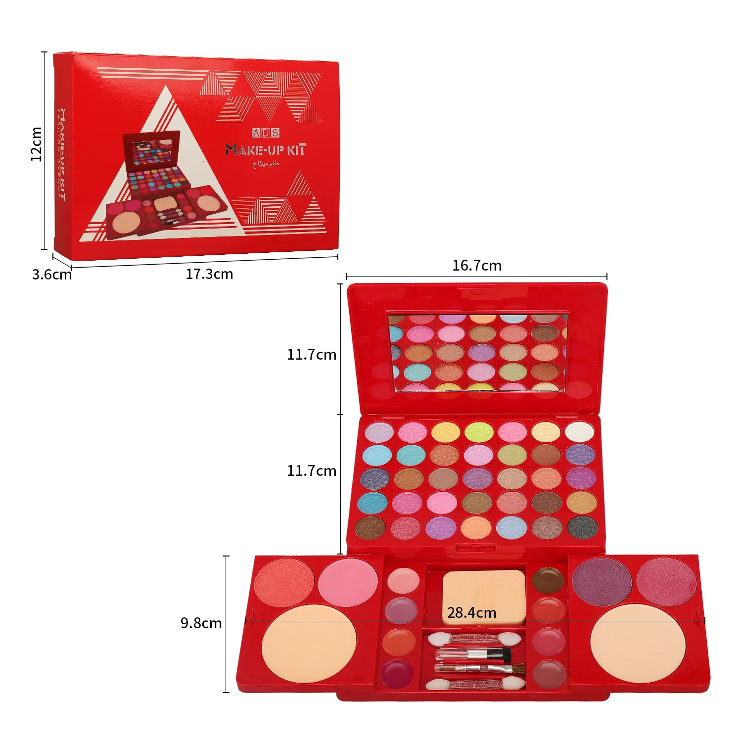Kit de maquiagem conjunto completo para mulheres, multifuncional, tudo em uma caixa, vermelho, 49 cores, rosto, lábios, sombra, iluminador, paleta de maquiagem — image 5