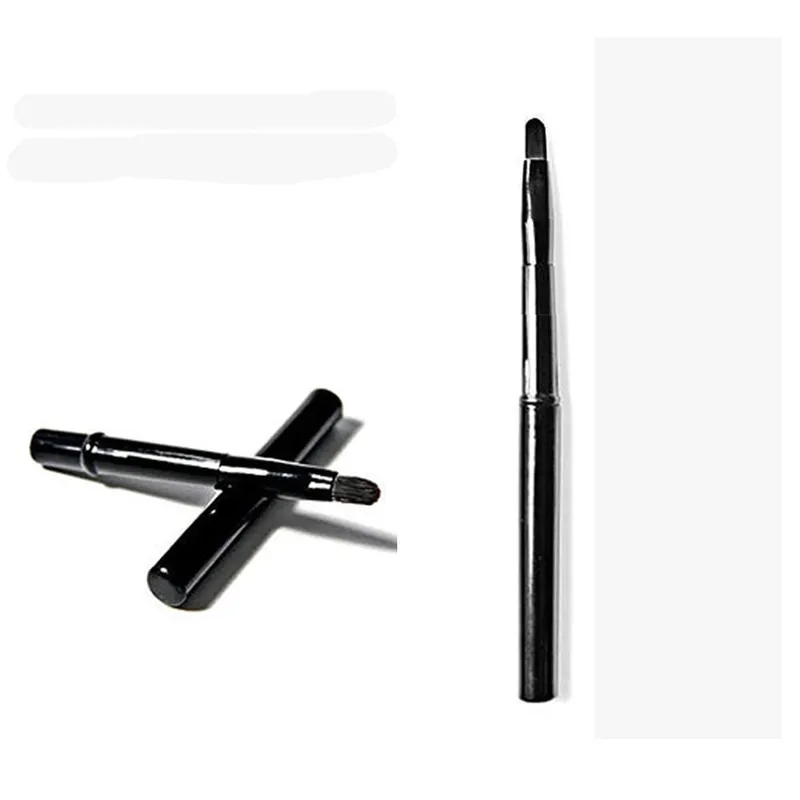 Pincéis de maquiagem para lábios, pincéis pretos com tampa, batom retrátil, viagem, portátil, escova labial, brilho, maquiagem