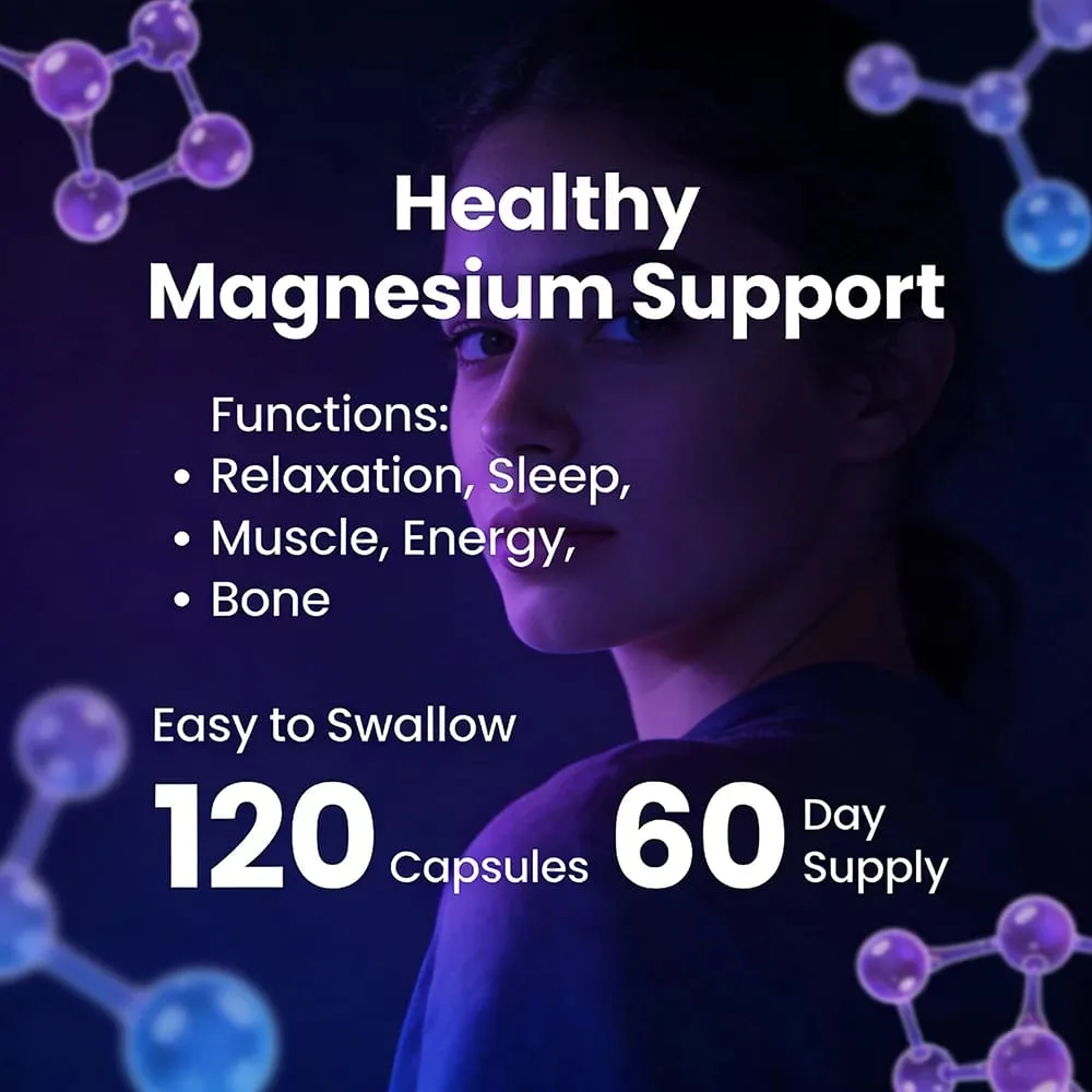 12-in-1 Magnesium Complex Supplement – ​​High Absorption Rate Supports Muscles Nerves and Sleep Suitable for Men and Women
