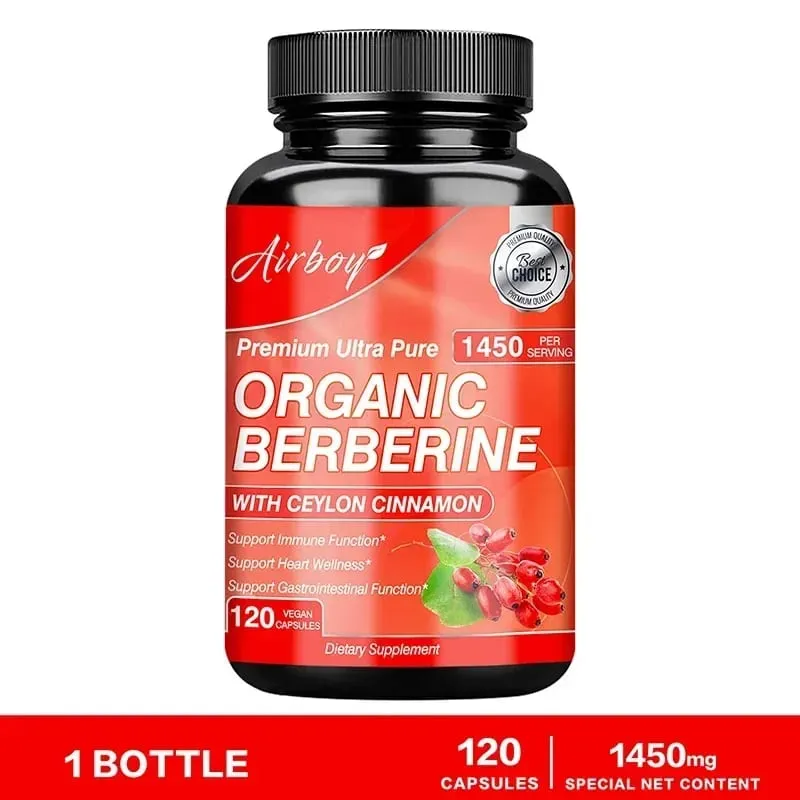 Cápsulas de berberina - apoiam o metabolismo da função imunológica da saúde cardiovascular e o controle de peso saudável