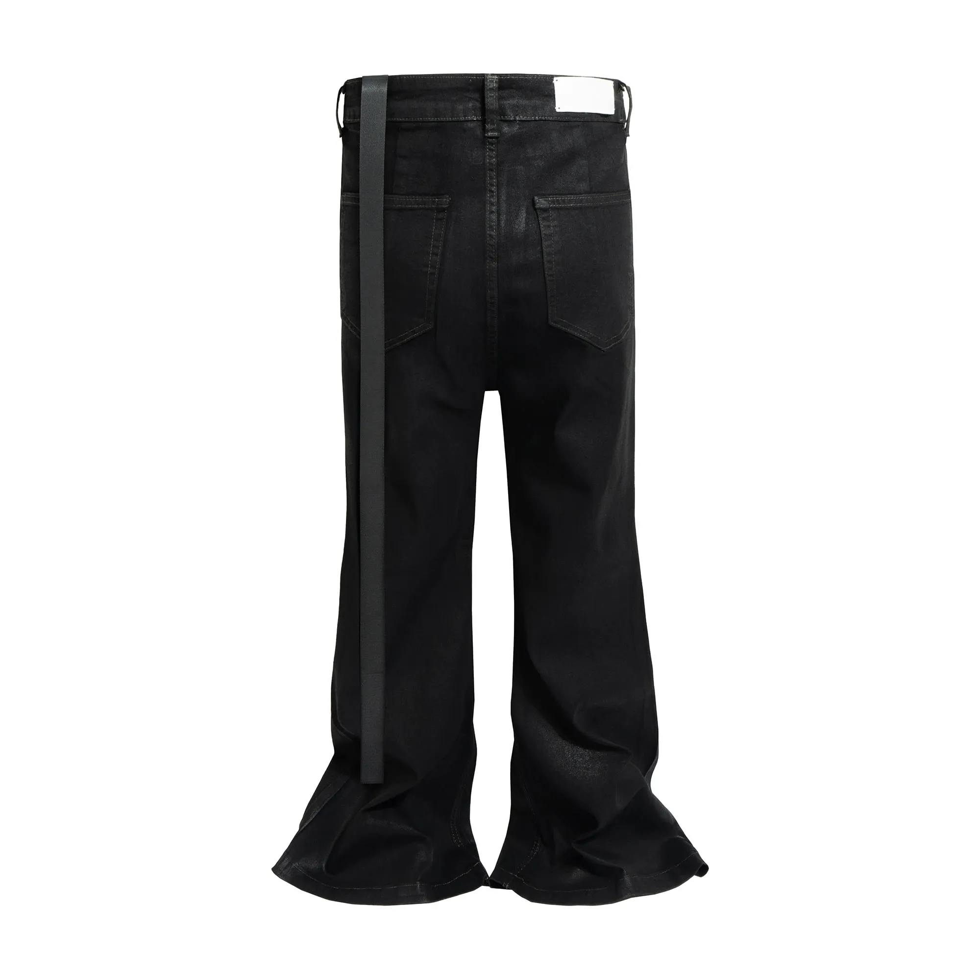 Vintage batik revestimento preto fino ajuste alargamento jeans elasticidade fita estiramento y2k streetwear casual magro sino inferior jeans — image 4