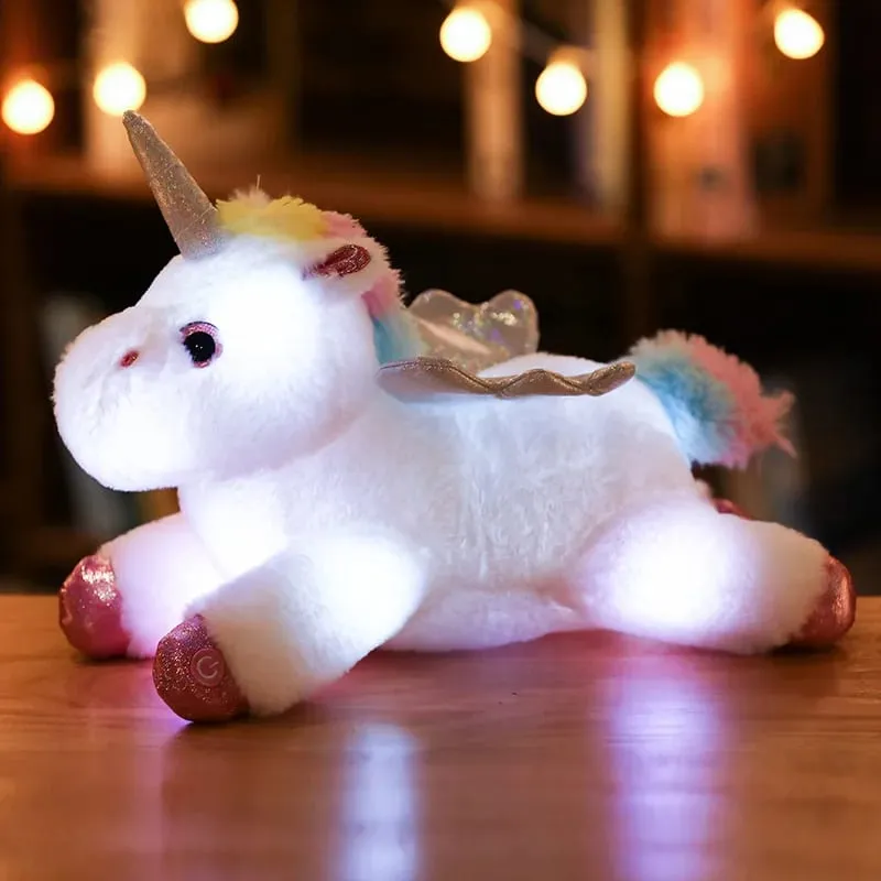 38cm creative Toy Luminous Pillow Soft Stuffed Plush Glowing Unicorn Cushion Led Light Toys Gift For Kids Children Girls