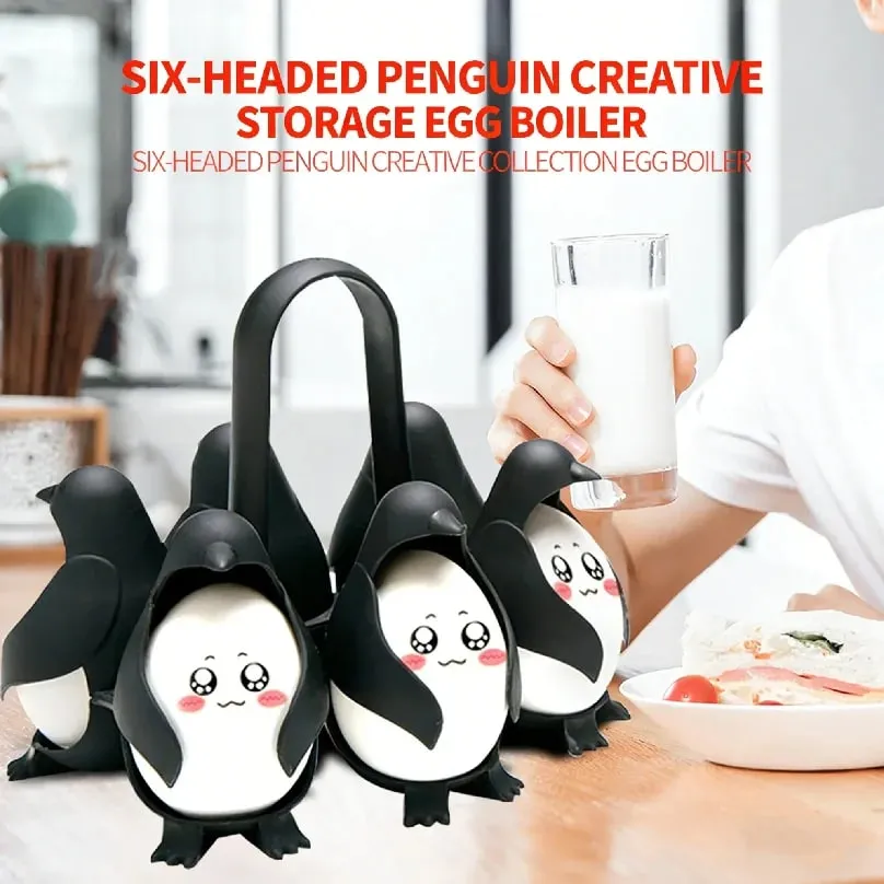 Caldeira de ovo de pinguim bonito para cozinha gadget ovo ferramenta de cozimento rack de vapor de ovo com alça para ferver ovos