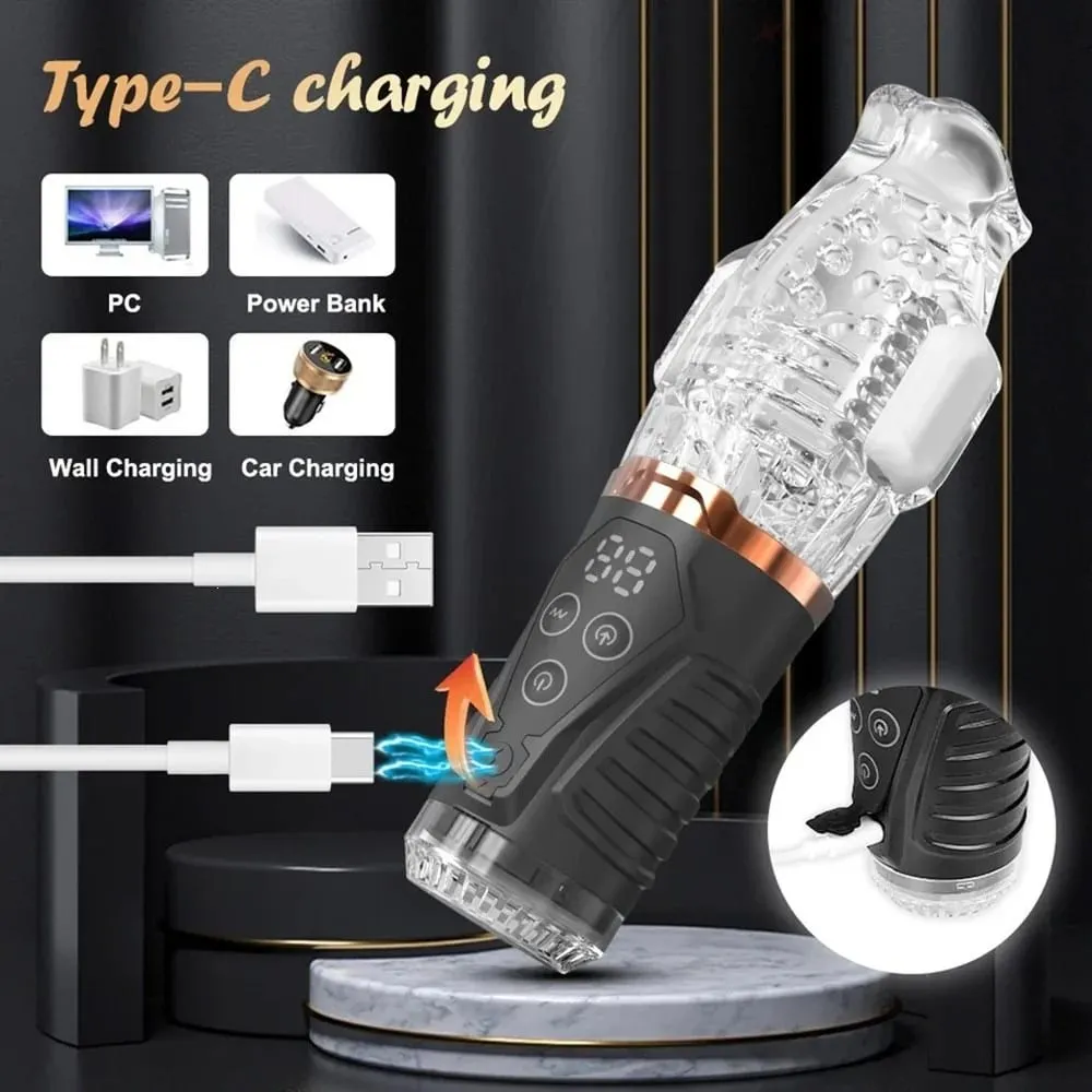 Sucking Vibrating Blowjob Masturbator Cup Glans Trainer Penis Massager 9-frequency vibration sucking Male masturbator 18+ — image 3