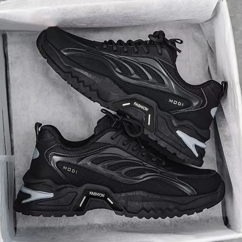 Homens tênis primavera verão respirável malha sapatos casuais plataforma chunky pai calçado rendas até caminhada tênis de corrida