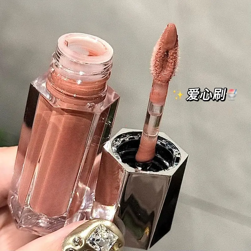 Ice Transparent Brown Lip Gloss Moisturizing Glossy Liquid Lipstick Water Light Glass Mirror Lip Glaze Long-lasting Beauty Lips
