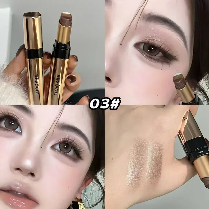 3 cores sombra vara shimmer glitter creme sombra de olho à prova dwaterproof água duradoura alta pigmentado metálico sombra lápis maquiagem