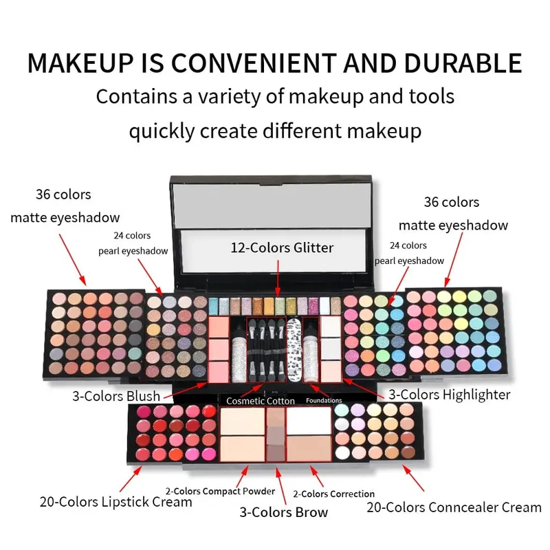 56 pçs kit de maquiagem profissional conjunto de maquiagem com caso de maquiagem feriado beleza presente conjunto starter cosméticos kits completos para mulher