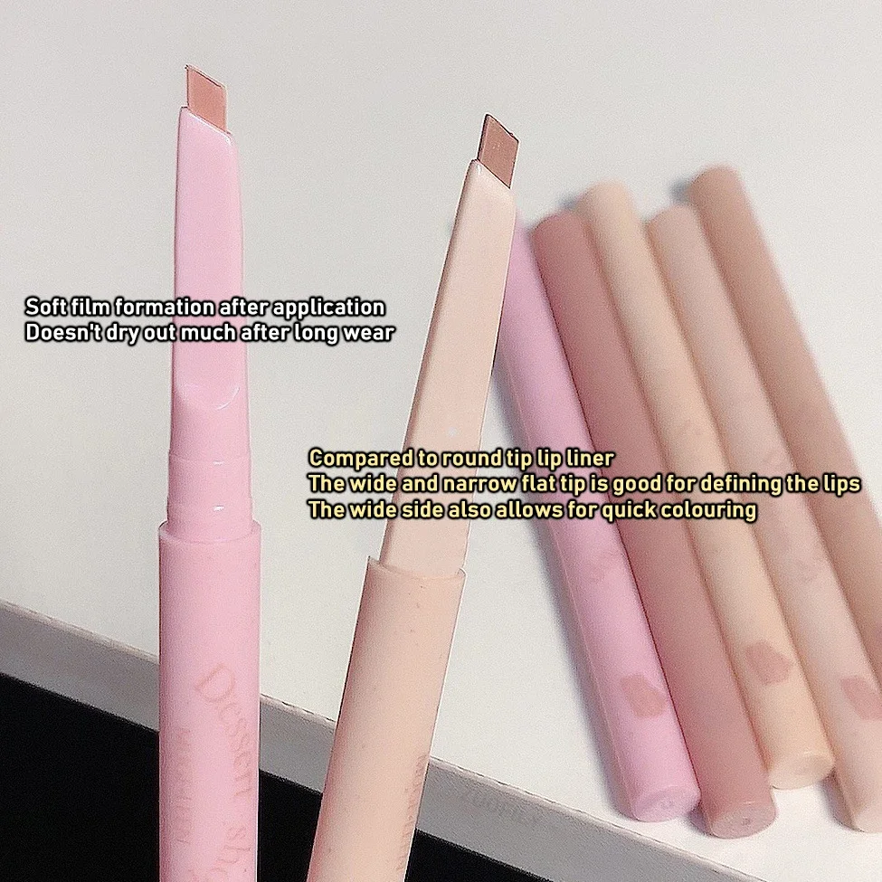 Caneta delineadora labial fosca, batom de longa duração, antiaderente, à prova d'água, suave, veludo, lápis nude, rosa, maquiagem labial