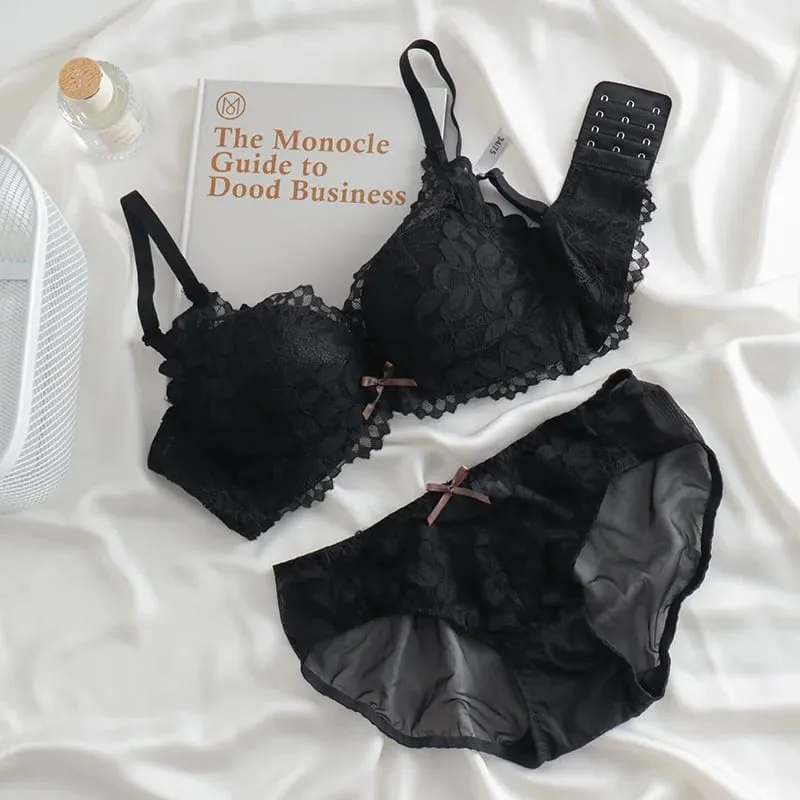 Japanese Inspired Push Up Bra Set for Small Bust Women | Side Smoothing Anti-Sagging Adjustable No Gap Luxury MOYISU Panty & Set