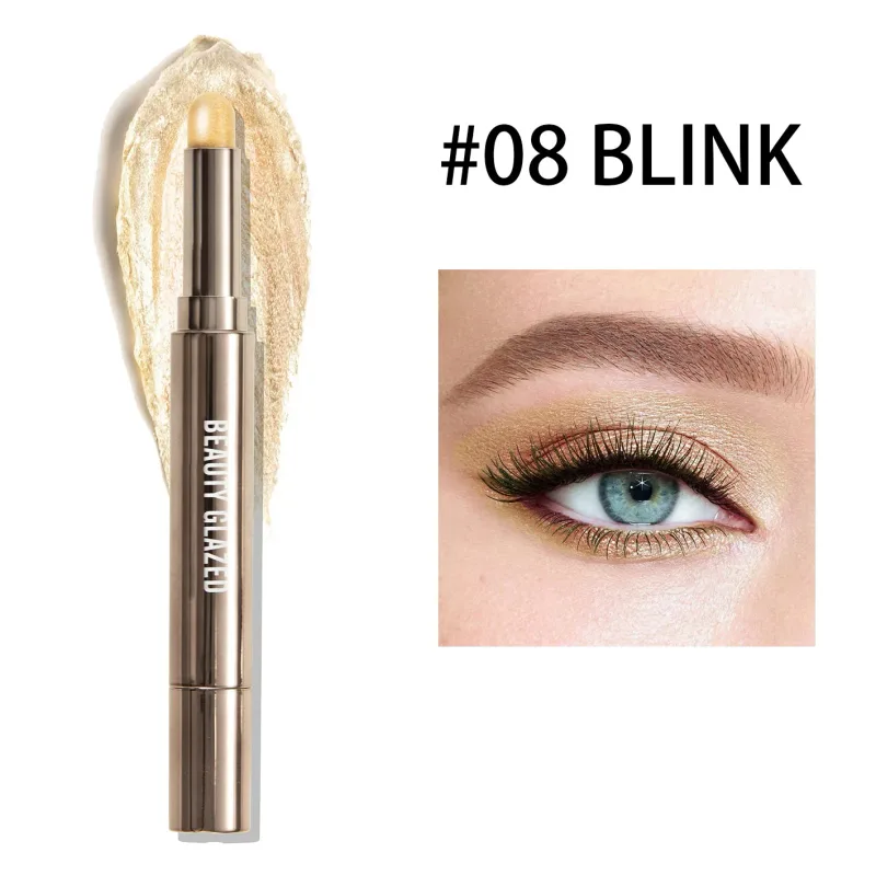 10 cores dupla extremidade sombra de olho vara com esponja escova perolada duradoura sombra caneta contorno portátil maquiagem cosméticos