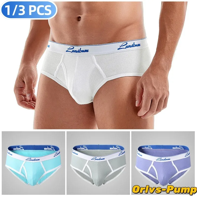 1/3 PCS Nova Roupa Interior Masculina Meados de Cintura Fio de Algodão Respirável Cor Sólida Roupa Interior Juvenil Calças Triângulo Masculinas