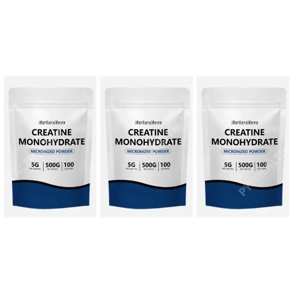 Creatina monohidratada em pó micronizada 5g por porção 100 CT 500g de peso líquido para nutrição esportiva suporte para treinamento físico