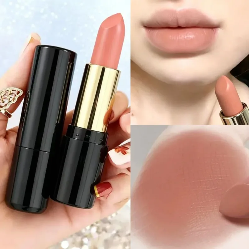 Leite chá canela nude batom fosco hidratante duradouro alto pigmento bálsamo labial suave veludo cor dos lábios maquiagem natural diária