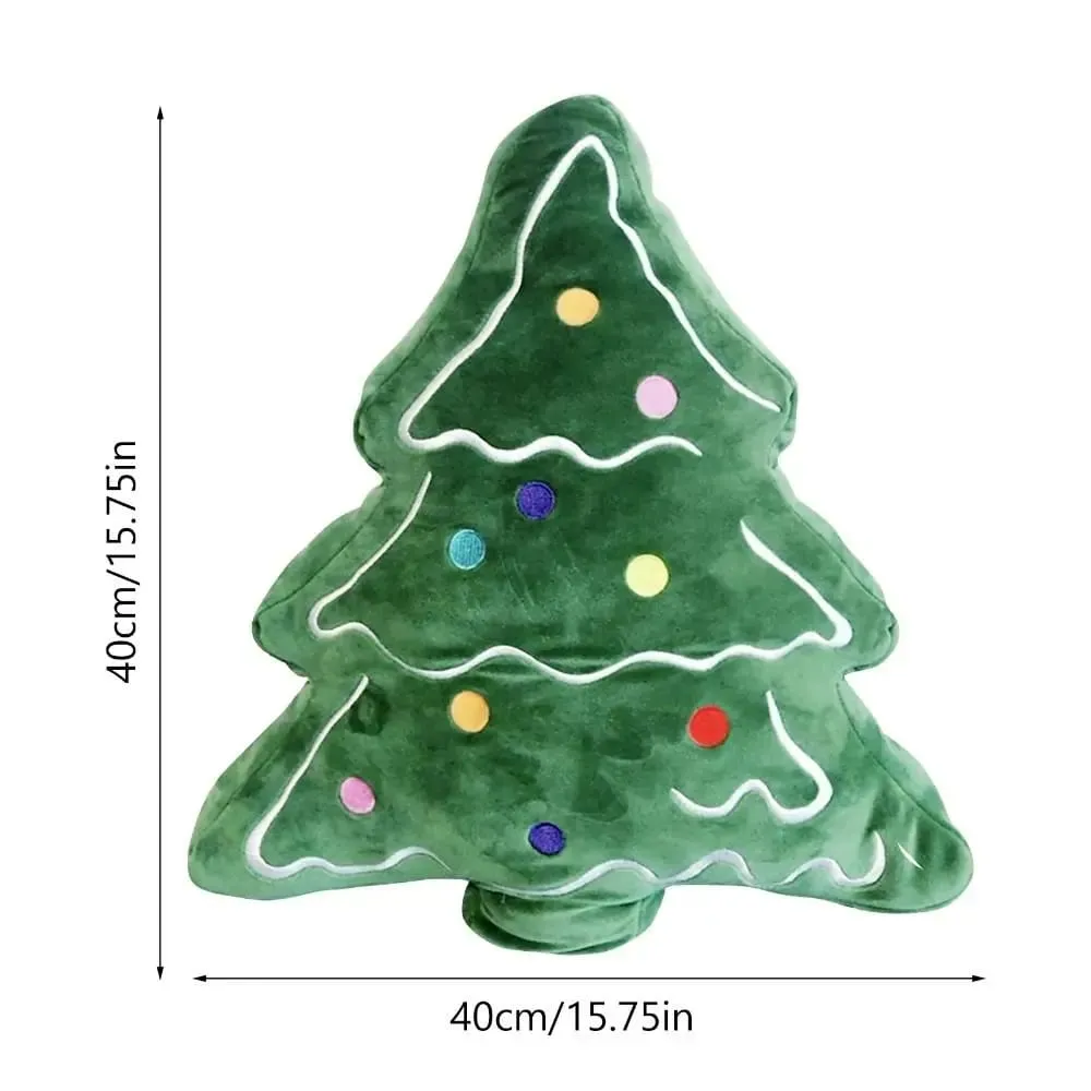 Almofada macia do sofá da árvore de natal confortável em forma de 3d árvore de natal dos desenhos animados boneca ornamentos feliz natal almofadas