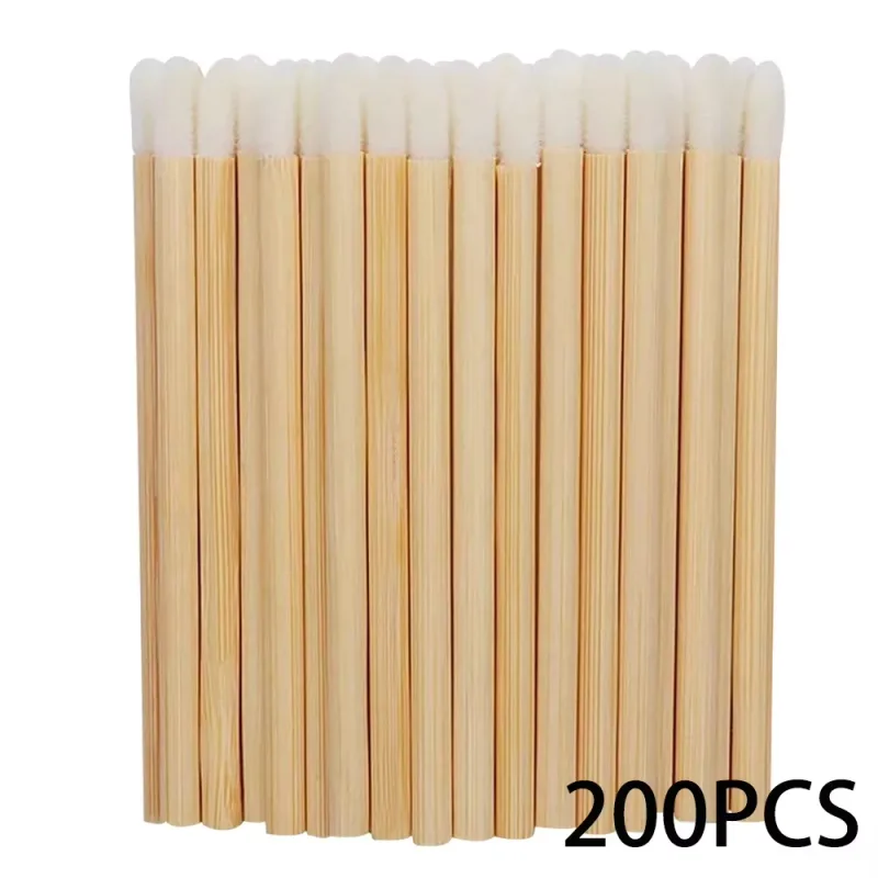 Aplicadores de varinhas labiais, 50/100 peças, alça de bambu, pincel de batom, varinha de brilho, pincéis de maquiagem para extensão de cílios, ferramenta de beleza