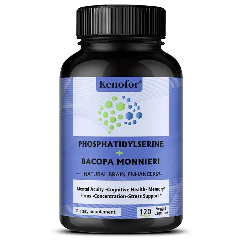 Suplemento de Fosfatidilserina + Bacopa Monnieri - Ajuda a Saúde Cognitiva da Memória a Aliviar o Estresse - Suplemento Nutricional para o Cérebro