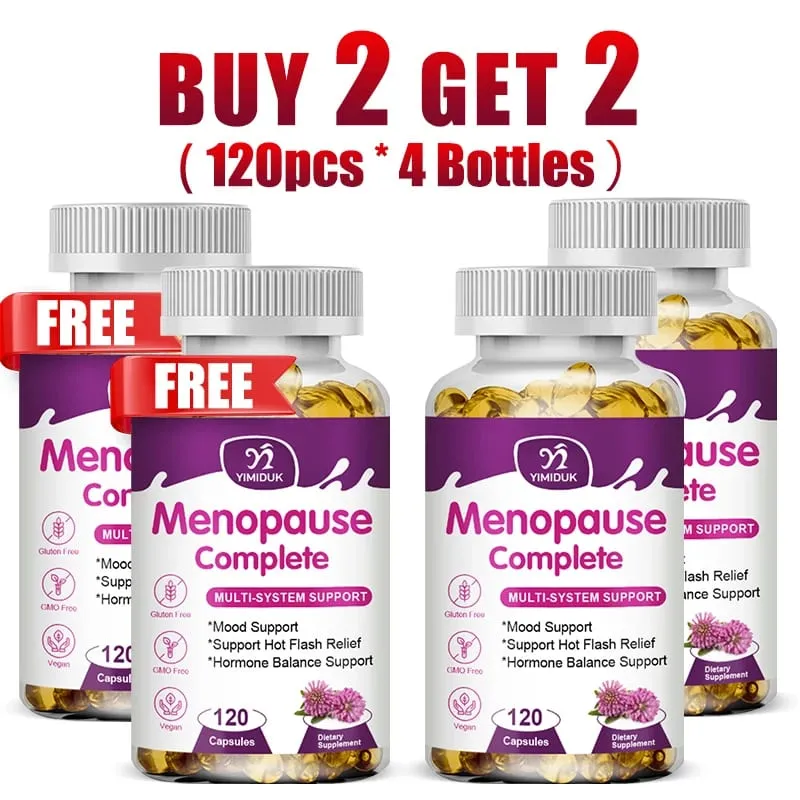 Compre 1 e ganhe 1 grátis! Suplemento completo para menopausa para alívio de ondas de calor, equilíbrio hormonal e humor, acalma desconforto articular vegano