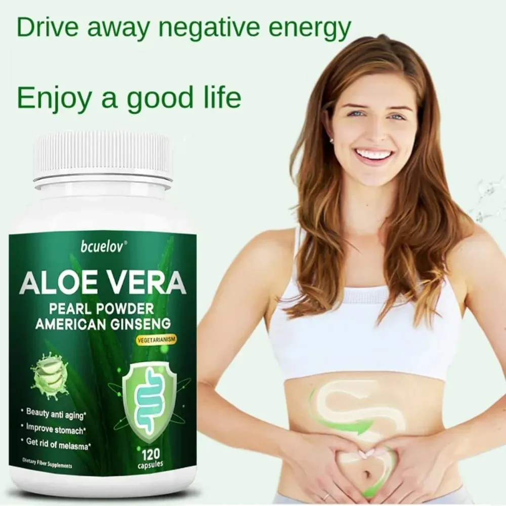 Cápsulas de extrato de Aloe Vera ajudam a aliviar a constipação, limpeza e desintoxicação do cólon e gerenciam o metabolismo do peso