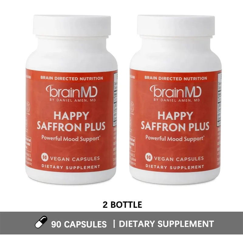 Suplementos Happy Saffron Plus - Suplemento de extrato de flor de açafrão para suporte à saúde ocular - Intensificador de humor para homens e mulheres