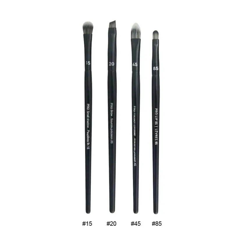 4 pçs/set Pro Preto Sombra de Olho Pincéis de Maquiagem Lip Brow Precisão Corretivo Mistura de Cabelo Sintético Mancha Destaque Make Up Brush