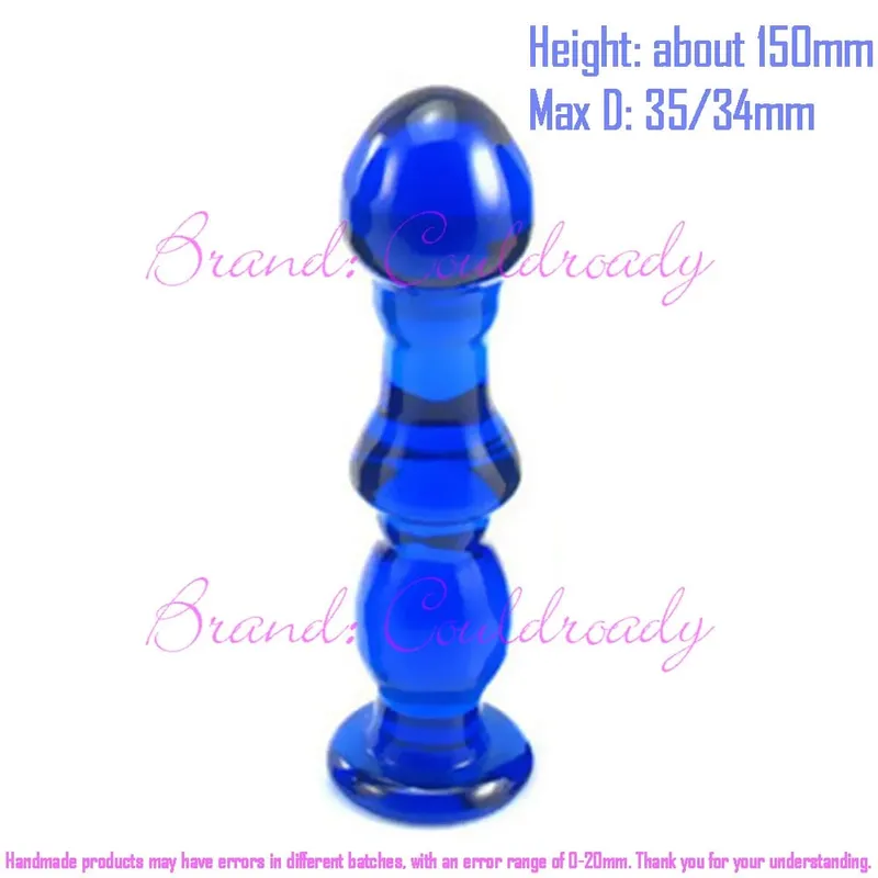 Pyrex Glass Dildo 195x33mm Fake Penis Crystal Anal Beads Butt Plug Prostate Massager G Spot Female Masturbation Toys