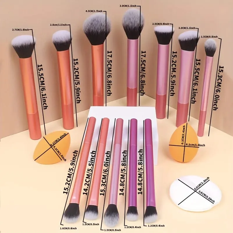 12pcs Multi-Functional Complete Makeup Brush Set: Loose Powder Brush Blush Brush Foundation Brush Eyeshadow Brush Blending B