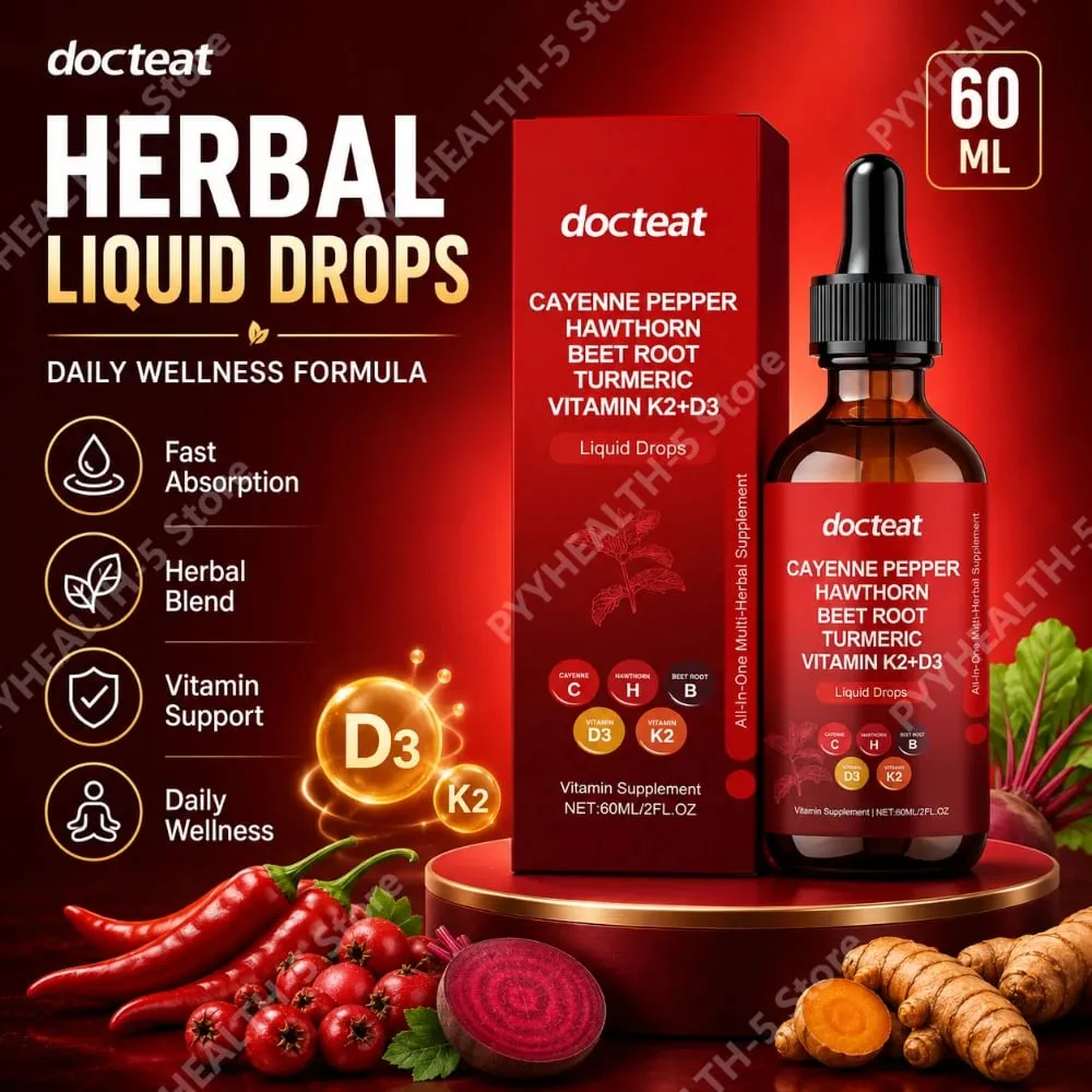Suplemento líquido Docteat Vitamin Drops K2 + D3 com pimenta caiena e espinheiro ajuda a manter a boa saúde 60 ML — image 1
