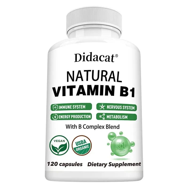 Didacat Vitamina B1 ajuda o sistema imunológico, sistema nervoso, suporte energético, suplemento dietético