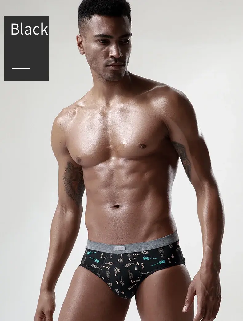 Cueca masculina de algodão plus size, cueca sexy, respirável, biquíni, estampa gay, calcinha masculina