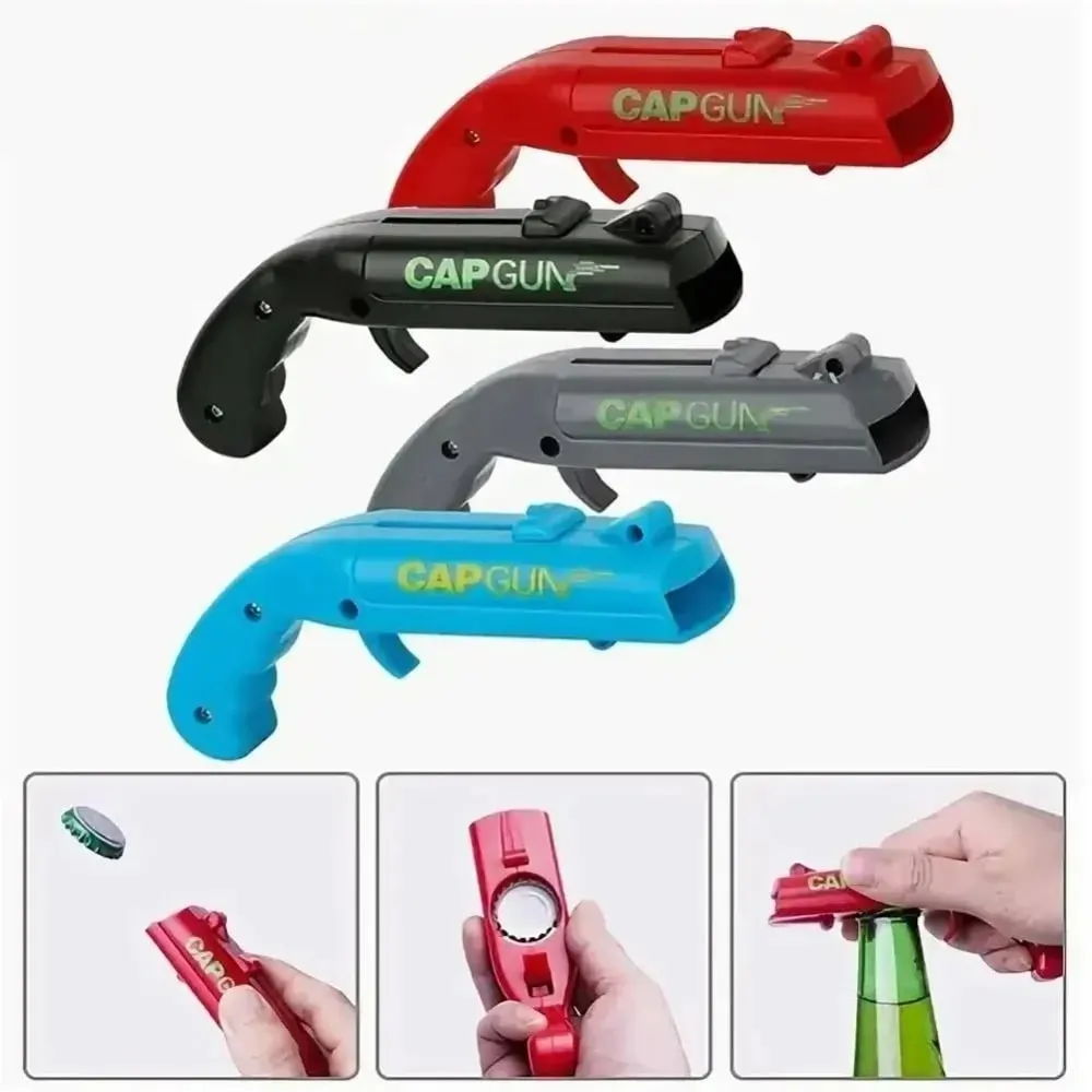 Portátil criativo tampa arma voando boné lançador abridor de garrafa de cerveja novidade diversão abridor de bebidas ferramenta cozinha festa presente acessórios — image 3