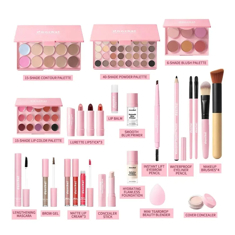 Christmas Gift All In One Full Face Makeup Kit With Concealer Contour Highlight Blush Eyeshadow Eyebrow Pencil Lip Makeup