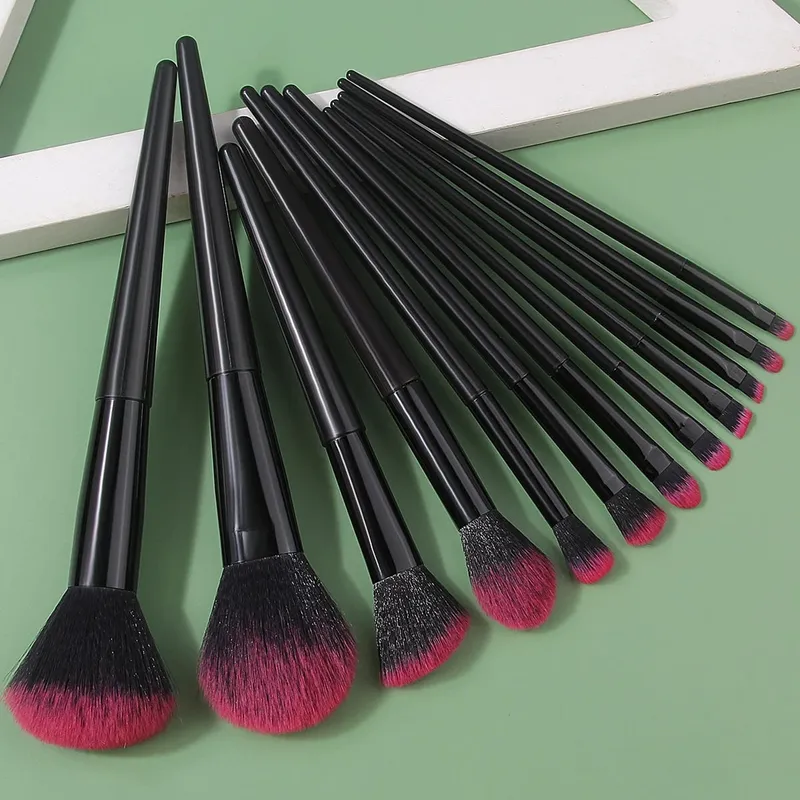 Conjunto de pincéis de maquiagem macios para iniciantes, 12/15/17 peças, pó solto, blush, sombra, uso duplo, esponja de maquiagem úmida e seca, triângulo