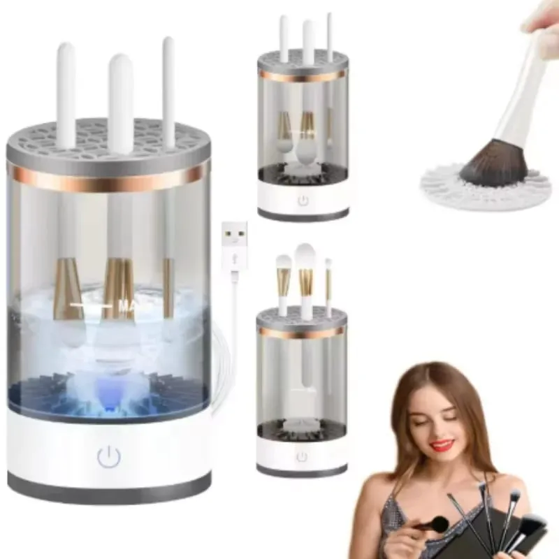 Portátil usb recarregável elétrica máquina de escova de maquiagem eficiente automático para casa viagens escovas cosméticas ferramentas de limpeza profunda — image 1