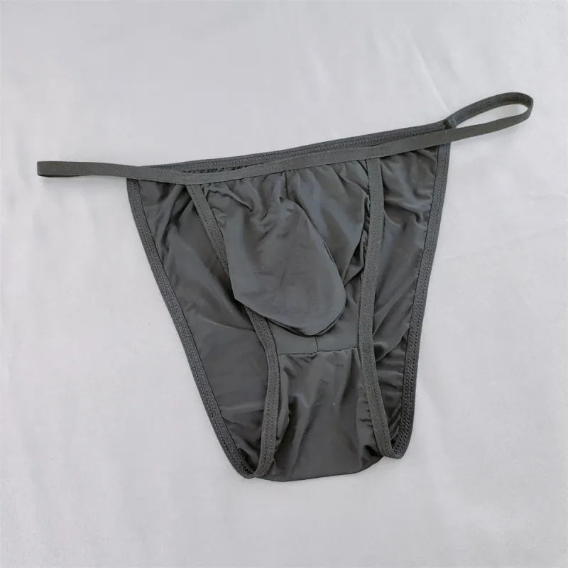 Ice Silk Briefs Men Underwear Solid Color Male Underpants Ultra-Thin Seamless Panties Thin Belt Low Waist
