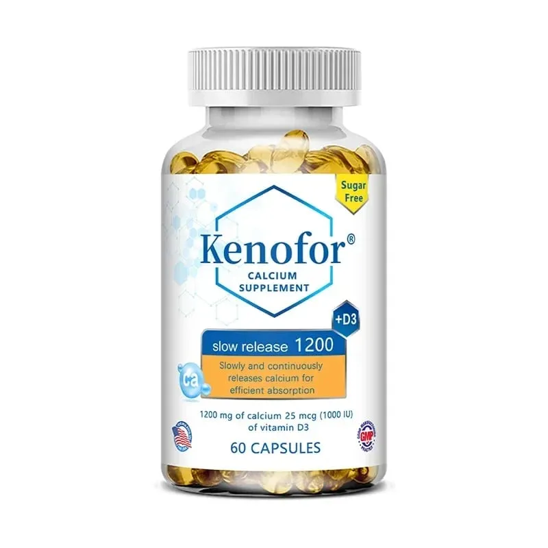 Suplemento de cálcio de liberação sustentada de 1200 mg com vitamina D3 para apoiar os ossos musculares e a saúde digestiva