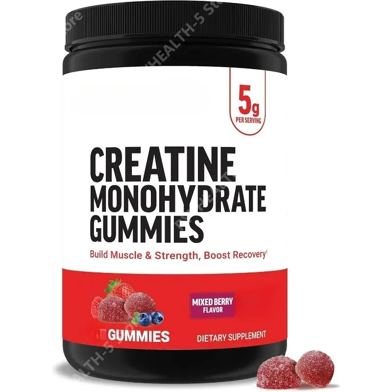 Gomas de monohidrato de creatina, frutas mistas, mastigáveis, suporte diário de fitness para homens e mulheres, sem gelatina, 60 gomas
