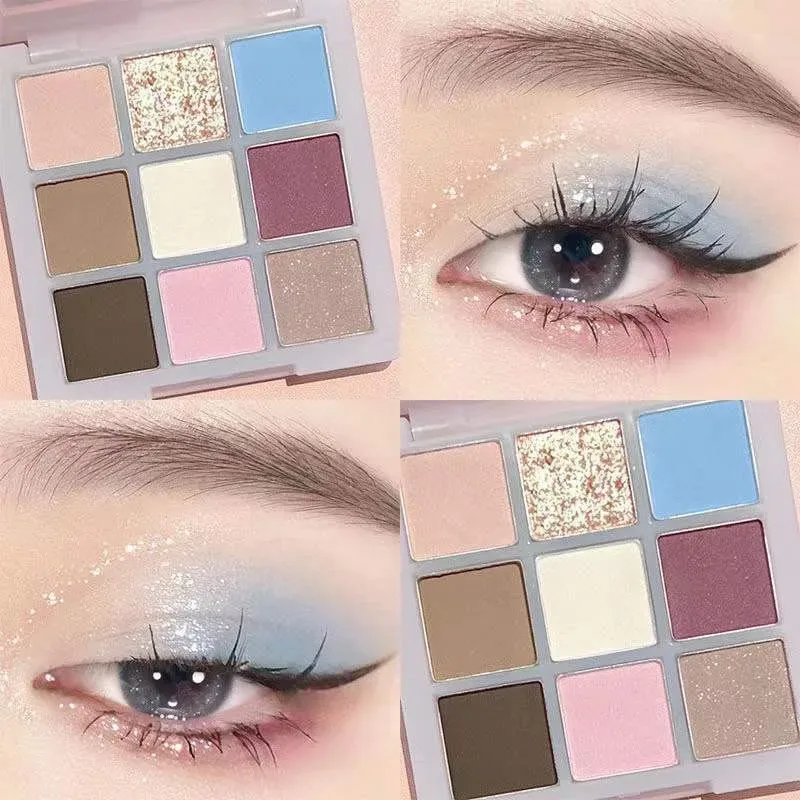 Paleta de sombras verde menta, 9 cores, fosca, brilhante, floresta, veludo, macio, misturável, natural, maquiagem diária para os olhos
