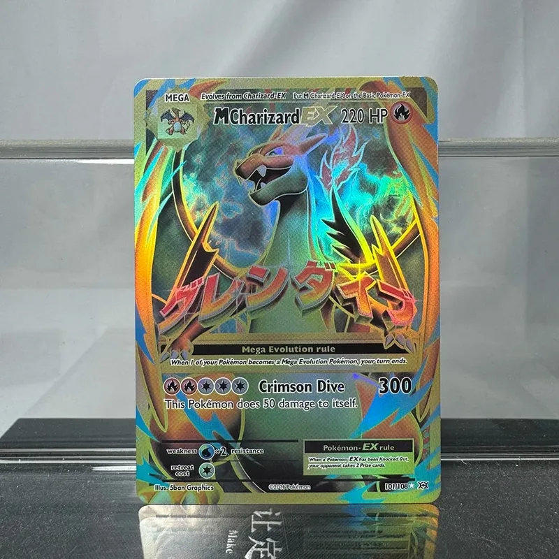 Charizard ptcg cartão de coleção única 1ª edição 1996 vmax ex raro cartão arco-íris pkm cartões proxy brinquedos presentes