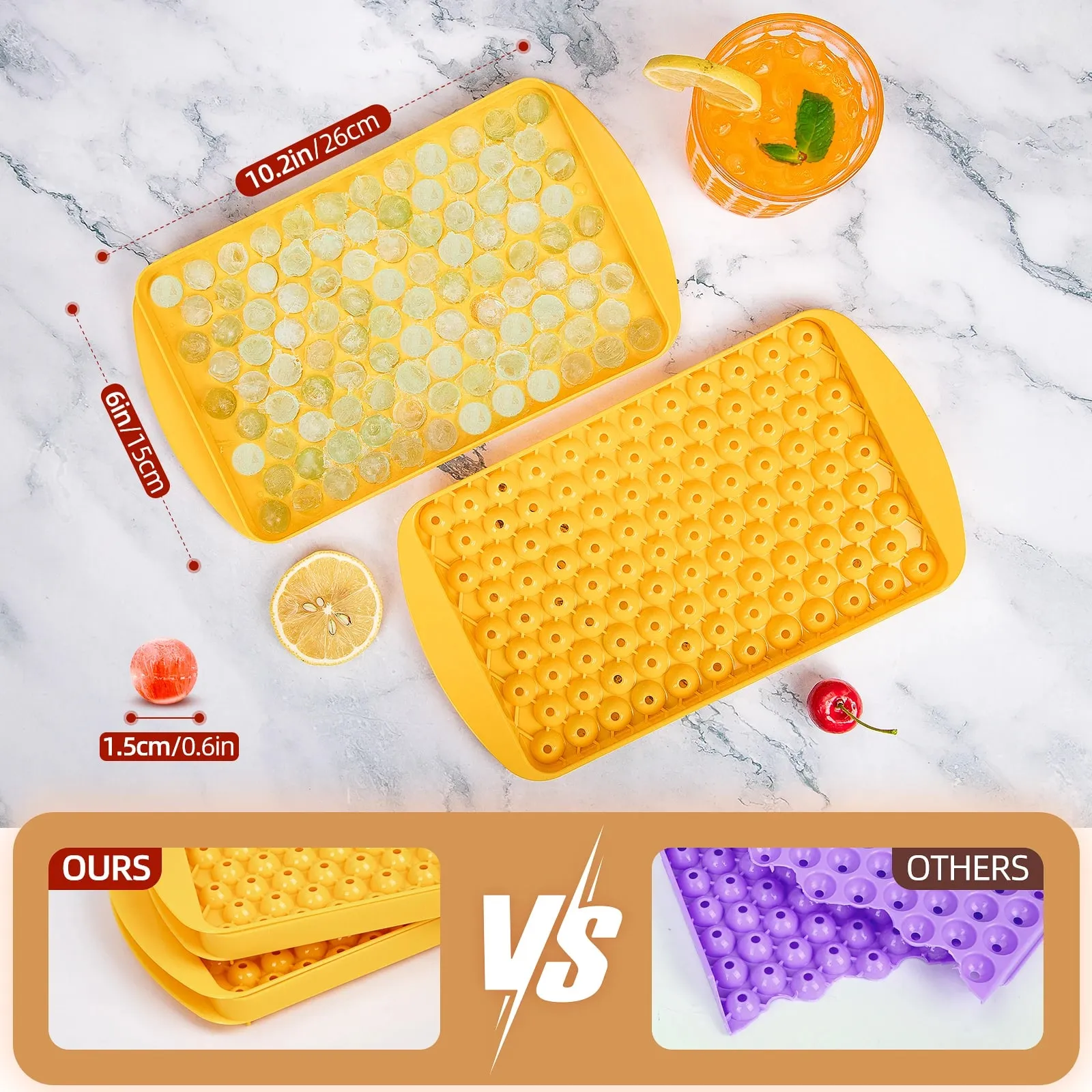 Mini Ice Cube Tray 104 Holes Round Ice Ball Mold Tiny Crushed for Chilling Bar Cocktail Whiskey Drink Coffee Juice Kitchen Tool