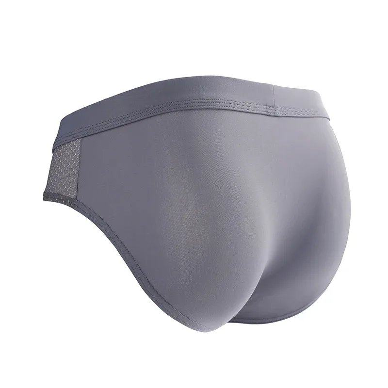 Cuecas masculinas de malha de seda gelo de verão, secagem rápida, bolsa em u, virilha separada, roupa íntima respirável, design triangular para conforto