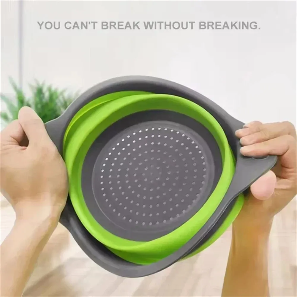 2 pçs silicone dobrável escorredor cesta frutas vegetais dobrável coador de cozinha para alimentos macarrão utensílios de cozinha dispositivo de drenagem — image 6