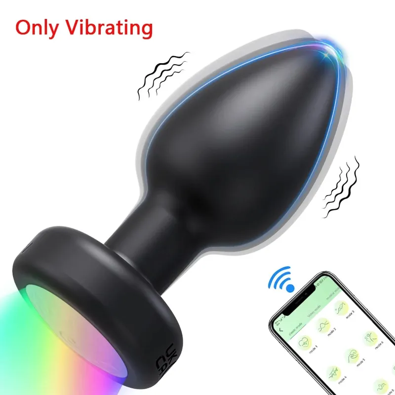 Plugue anal vibratório com rotação de led, controle por aplicativo, para mulheres, vibrador anal, plugue anal para homens gays, brinquedo sexual de interação para casais