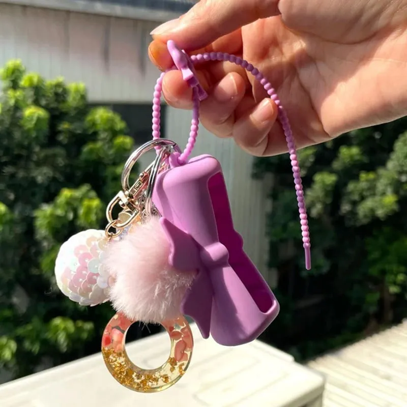 Novo arco doce forma de amendoim silicone batom capa chaveiros cor sólida saco de armazenamento batom leve titular bálsamo labial
